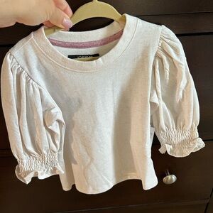 Joes Jeans Oatmeal color girls shirt with puff sleeves. brand new with tags